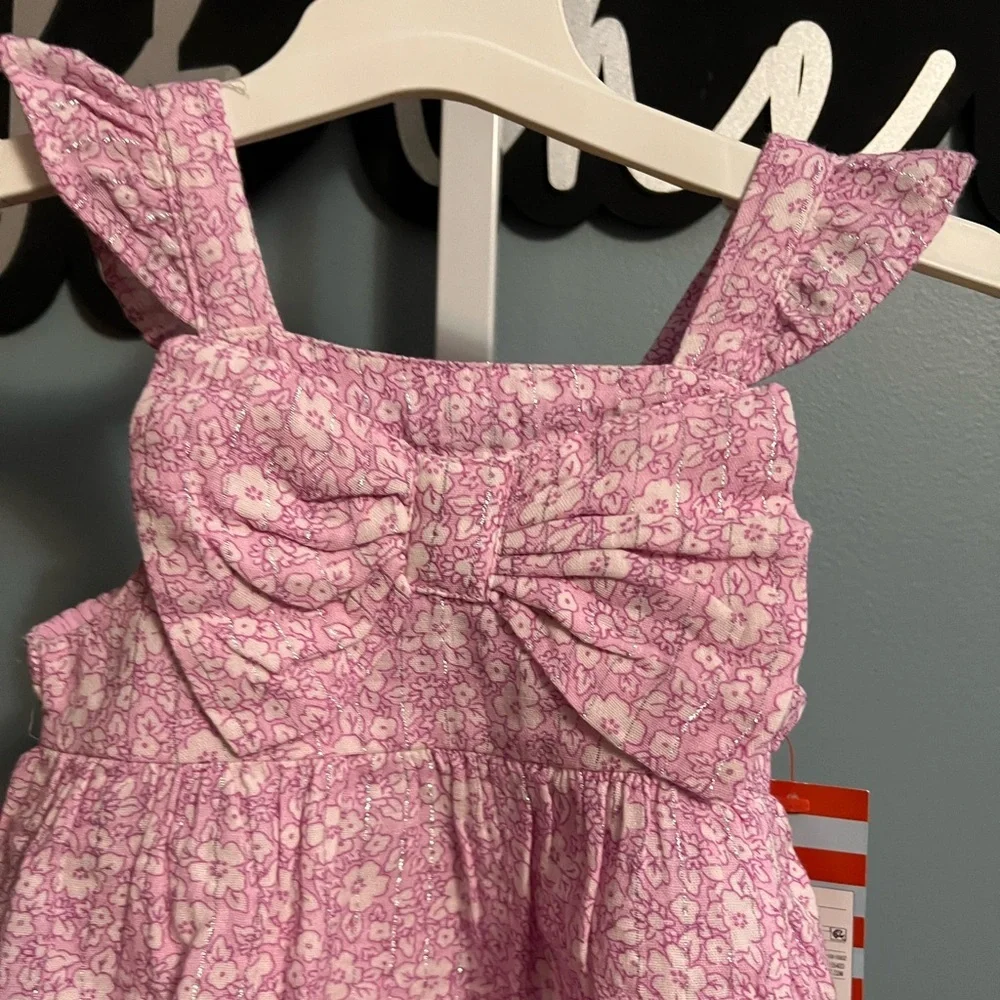 Cat & Jack Pink Tank Floral Dress With Diaper Cover. NWT 18 months